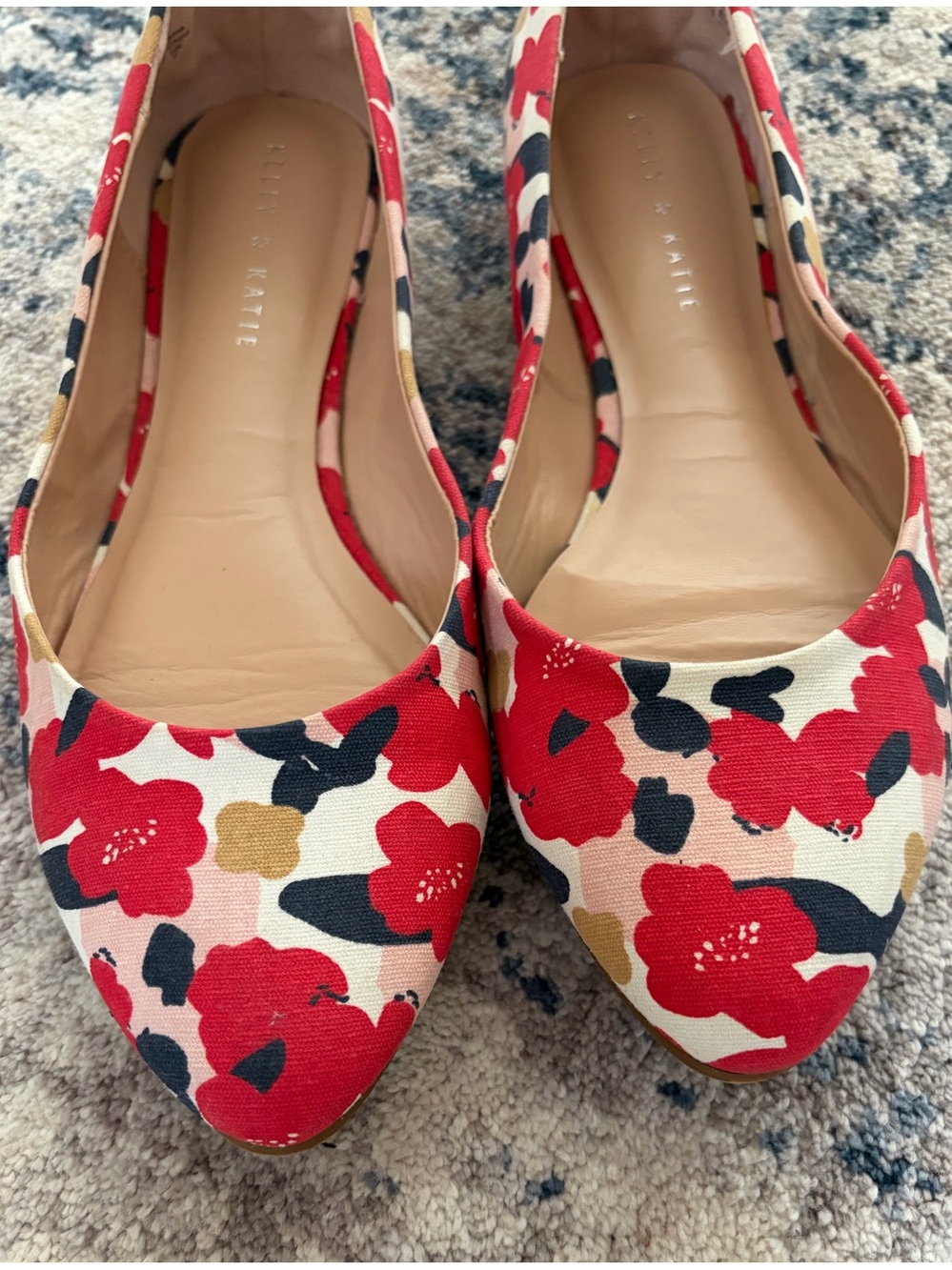 Kelly & Katie Red Floral Pointed-Toe Women’s Flats